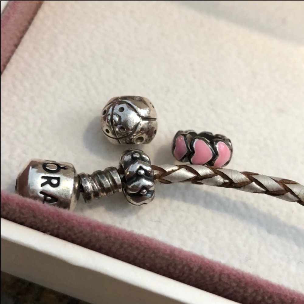 2 PANDORA SILVER CHARMS BEADS DIVIDERS for bracelet AUTHENTIC